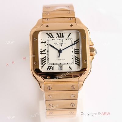 GF Factory Replica Santos de Cartier 39.8 Watch Miyota9015 Movement Rose Gold